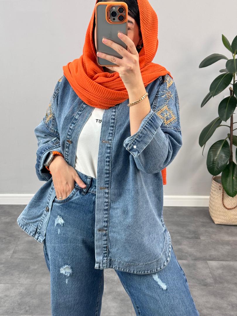 مانتو جین زارا گلدوزی